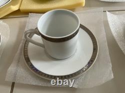 Christofle Malmaison Platinum Set of 6 Demitasse Cups & Saucers