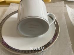 Christofle Malmaison Platinum Set of 6 Demitasse Cups & Saucers