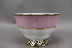 Ciroa Luxe Circle Pink Rim Gold Trim Teacups & Saucers Set of 4 (8 Pieces)