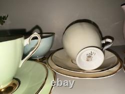 Clare Bone China Tea SetVintage Pastel CupsSaucers with Gold TrimMade in England