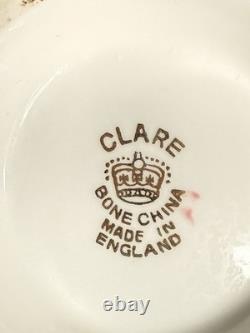 Clare Bone China Tea SetVintage Pastel CupsSaucers with Gold TrimMade in England