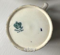 Coalport Antique Demitasse Cup & 2 Saucers Japanese Grove Blue & 22 Carat Gold