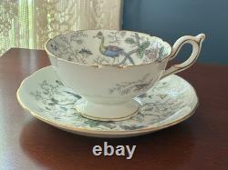 Coalport Cairo Rare Multicolor On White Gold Trim Set Of 7 Cups & Saucers Ec