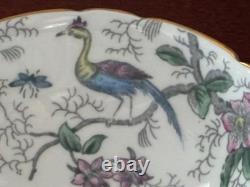 Coalport Cairo Rare Multicolor On White Gold Trim Set Of 7 Cups & Saucers Ec