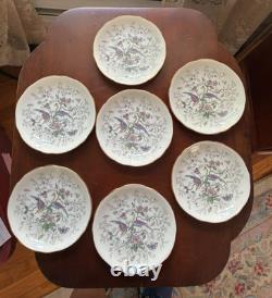 Coalport Cairo Rare Multicolor On White Gold Trim Set Of 7 Cups & Saucers Ec