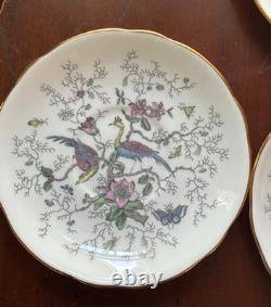 Coalport Cairo Rare Multicolor On White Gold Trim Set Of 7 Cups & Saucers Ec
