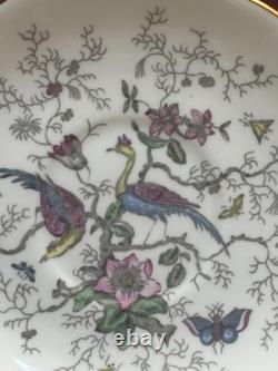 Coalport Cairo Rare Multicolor On White Gold Trim Set Of 7 Cups & Saucers Ec