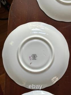 Coalport Cairo Rare Multicolor On White Gold Trim Set Of 7 Cups & Saucers Ec