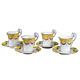 Coalport Chocolate Cup Saucer Set 4 Yellow Gold Bell Bow Drapes Circa 1903