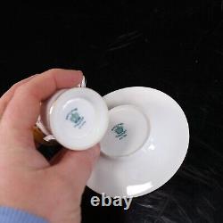 Coalport Chocolate Cup Saucer Set 4 Yellow Gold Bell Bow Drapes Circa 1903