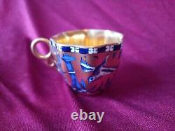 Coalport Gilded Japanese Grove Blue Bird Bamboo Demitasse Cabinet Cup & Saucer