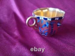 Coalport Gilded Japanese Grove Blue Bird Bamboo Demitasse Cabinet Cup & Saucer