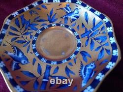 Coalport Gilded Japanese Grove Blue Bird Bamboo Demitasse Cabinet Cup & Saucer