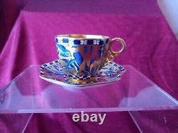 Coalport Gilded Japanese Grove Blue Bird Bamboo Demitasse Cabinet Cup & Saucer