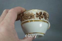 Coalport Hand Painted Brown Grapes Acorns & Gold Tea Cup & Saucer C. 1805-1810