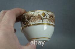 Coalport Hand Painted Brown Grapes Acorns & Gold Tea Cup & Saucer C. 1805-1810