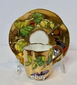 Coalport Hand Painted Butterflies Dragonflies Gilt Cup & Saucer Aesthetic