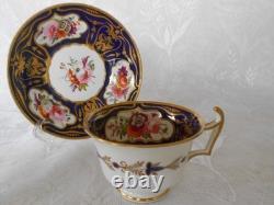Coalport Hand Painted Floral Cobalt & Gold Tea Cup & Saucer Circa 1815-1820