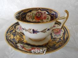 Coalport Hand Painted Floral Cobalt & Gold Tea Cup & Saucer Circa 1815-1820