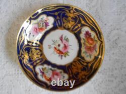Coalport Hand Painted Floral Cobalt & Gold Tea Cup & Saucer Circa 1815-1820
