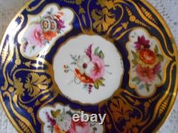 Coalport Hand Painted Floral Cobalt & Gold Tea Cup & Saucer Circa 1815-1820