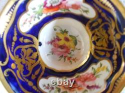 Coalport Hand Painted Floral Cobalt & Gold Tea Cup & Saucer Circa 1815-1820