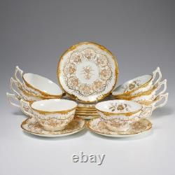 Coalport Kings Plate White Gold Grape Vine Teacups Cups Saucers 8 Sets Lot