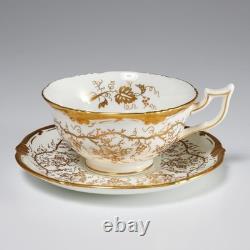 Coalport Kings Plate White Gold Grape Vine Teacups Cups Saucers 8 Sets Lot