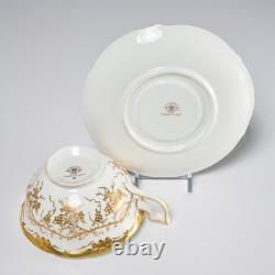 Coalport Kings Plate White Gold Grape Vine Teacups Cups Saucers 8 Sets Lot