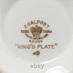 Coalport Kings Plate White Gold Grape Vine Teacups Cups Saucers 8 Sets Lot