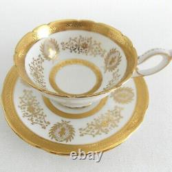 Coalport Lady Anne Porcelain Footed Cup And Saucer Gold And White Scalloped