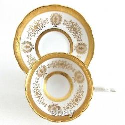 Coalport Lady Anne Porcelain Footed Cup And Saucer Gold And White Scalloped