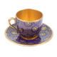 Coalport Miniature Cup Saucer Cobalt Blue Suncrest Gold Gilt H3cm Circa 1910