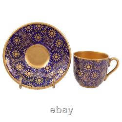 Coalport Miniature Cup Saucer Cobalt Blue Suncrest Gold Gilt h3cm Circa 1910