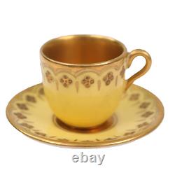 Coalport Miniature Cup Saucer Yellow Gold Gilt h3cm Circa 1910