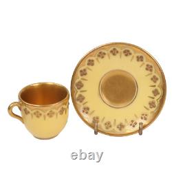 Coalport Miniature Cup Saucer Yellow Gold Gilt h3cm Circa 1910