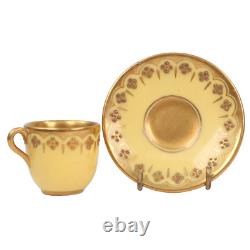 Coalport Miniature Cup Saucer Yellow Gold Gilt h3cm Circa 1910