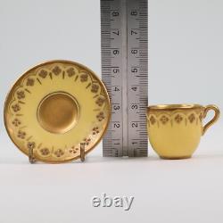 Coalport Miniature Cup Saucer Yellow Gold Gilt h3cm Circa 1910