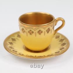 Coalport Miniature Cup Saucer Yellow Gold Gilt h3cm Circa 1910
