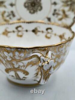 Coalport Rococco 1850 Split Handle with Ivy Finial Cup & Saucer Richly Gilded