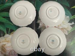 Coalport Sandringham Pink Rose Gold Filigree Scalloped Edge 4 Tea Cups & Saucers