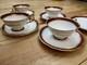 Coalport Y3691 Tea Set. 4 X Cups, 4 X Saucers And One Plate. Burgundy And Gold