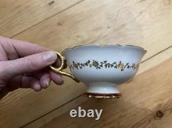 Coalport Y3691 Tea Set. 4 X Cups, 4 X Saucers And One Plate. Burgundy And Gold
