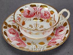 Copeland Pattern 3880 Swansea Pink Rose & Gold Tea Cup & Saucer Circa 1889 C