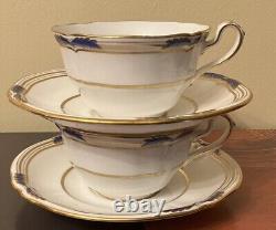 Copeland Spode Stafford Blue Leaf 2 Sets Cup Saucer Gold Trim. 4 Sets Available