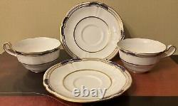 Copeland Spode Stafford Blue Leaf 2 Sets Cup Saucer Gold Trim. 4 Sets Available