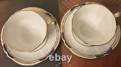 Copeland Spode Stafford Blue Leaf 2 Sets Cup Saucer Gold Trim. 4 Sets Available