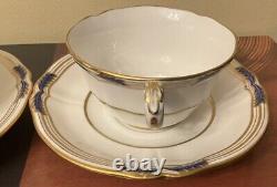 Copeland Spode Stafford Blue Leaf 2 Sets Cup Saucer Gold Trim. 4 Sets Available