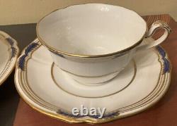 Copeland Spode Stafford Blue Leaf 2 Sets Cup Saucer Gold Trim. 4 Sets Available