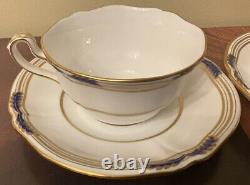 Copeland Spode Stafford Blue Leaf 2 Sets Cup Saucer Gold Trim. 4 Sets Available